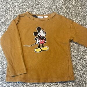 Zara Disney Kids Mustard Classic Mickey Mouse long sleeved Shirt